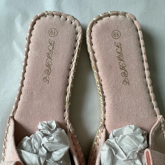 Fisace espadrilles pink bow slip on sandals summer Size 6.5 never worn - Picture 10 of 12